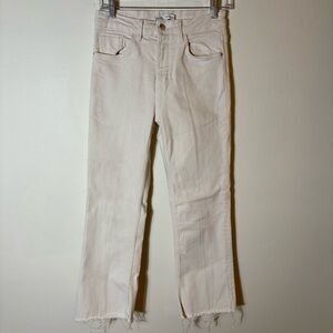 ZARA Off-White High Rise Straight Leg‎ Jeans Raw Hem Size 4